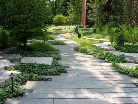 Bluestone Steppers, Outdoor Pavement, Nature Scape, Chicago Metro, Commercial Landscape Design, Conifers Garden, Permeable Paving, Paving Pattern, Paving Ideas