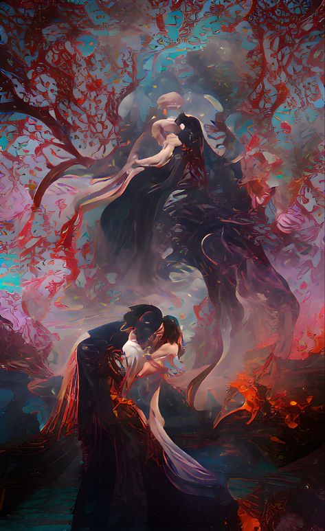 Persephone And Hades Art Dark, Hades And Persephone Love, Hades And Persephone Wallpaper, Persephone Wallpaper, Hades And Persephone Art, Persephone And Hades Art, Artbreeder Boy, Queen Persephone, Journal Aesthetics