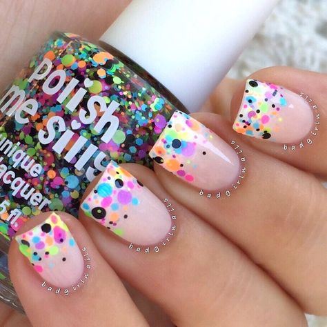 Trouble Maker Confetti Rainbowglitter Colorful Pop Nail - Etsy Bella Nails, Easy Nail Designs, Confetti Nails, Dots Nails, Nails For Kids, Toe Nail Designs, Easter Nails, Simple Nail Designs, Fancy Nails