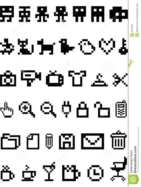 Pixel Icon Set Royalty Free Stock Photos - Image: 8237228 16 X 16 Pixel Art, Photo Pixel, Pixel Icons, Easy Pixel Art, 8bit Art, Hama Bead, Pixel Design, Simple Designs To Draw, Pixel Art Games