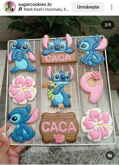 Stitch Cookies Royal Icing, Lilo Stitch Cookies, Stitch Birthday Cookies, Stitch Cookies Decorated, Stitch Sugar Cookies, Lilo And Stitch Cookies, Stitch Cookies, Birthday Preppy, Construction Cookies