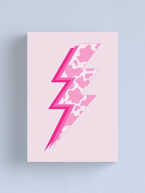 preppy cow print Lightning Bolt Cow Print Painting Ideas, Cow Print Lightning Bolt, Cow Print Painting, Pink Cowgirl Aesthetic, Cow Print Canvas, Preppy Dorm Room, Pink Cow Print, Preppy Stickers, Preppy Pink