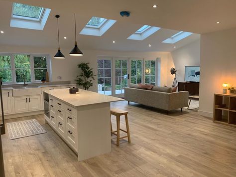 Kitchen Diner Extension, House Extension Plans, Open Plan Kitchen Dining Living, Open Kitchen And Living Room, Open Plan Kitchen Diner, Open Plan Kitchen Dining, Open Plan Kitchen Living Room, House Extension Design, Kitchen Dining Living