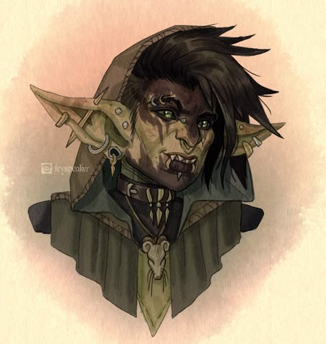 Neverwinter Nights, Goblin Art, Pathfinder Character, The Goblin, Fantasy Portraits, Fantasy Races, Dungeons And Dragons Characters, Dnd Art, Urban Fantasy