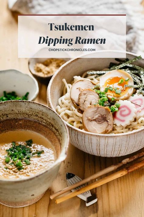 Dip ramen noodles into a flavourful broth with your favourite toppings and enjoy delicious homemade Tsukemen at home! Tsukemen Ramen, Authentic Asian Dishes, Leftover Noodles, Fresh Ramen Noodles, Traditional Ramen, Ramen House, Ramen Egg, Japanese Home Cooking, Japanese Food Recipes