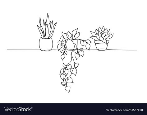 Continuous Line Tattoo, Plants In Pots, Minimal Drawings, Plants Pots, Handpoke Tattoo, House Plant Pots, Plant Tattoo, Single Line Drawing, Line Sketch