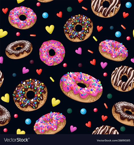 Yummy Donuts, Seamless Pattern, Donuts, Png Images, Adobe Illustrator, Vector Images, Illustrator, Resolution, Pattern