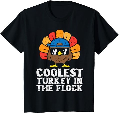 Kids Coolest Turkey In The Flock Toddler Boys Thanksgiving Kids T-Shirt Thanksgiving Pajamas, Thanksgiving Toddler, Funny Family, Family Thanksgiving, Thanksgiving Kids, Cool Halloween Costumes, Thanksgiving Shirts, Tee Outfit, Boys T Shirts