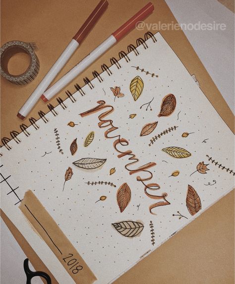 November Dot Journal, Bulett Journal Page Ideas November, November Title Page Bullet Journal, November Title Page, Planer November, November Bullet Journal Ideas, Bullet Journal Novembre, Journal Title Page, November Bullet Journal Cover