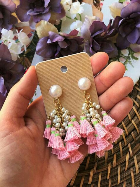 Earrings 2023, Silk Thread Earrings, Diy Fabric Jewellery, Indian Jewelry Earrings, Silk Thread Jewelry, Beaded Earrings Diy, Indian Jewellery Design Earrings, Fabric Earrings, All White Outfit