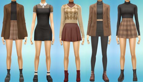 Sims 4 Dark Academia Outfits No Cc, Sims 4 Cc Academia Clothes, Sims 4 Cc Academia, Not So Berry Sims 4 Cc, Sims 4 Not So Berry Cc, Sims Outfits No Cc, Female Dark Academia, Sims 4 Dark Academia, Sims 4 Cc Clothes Female