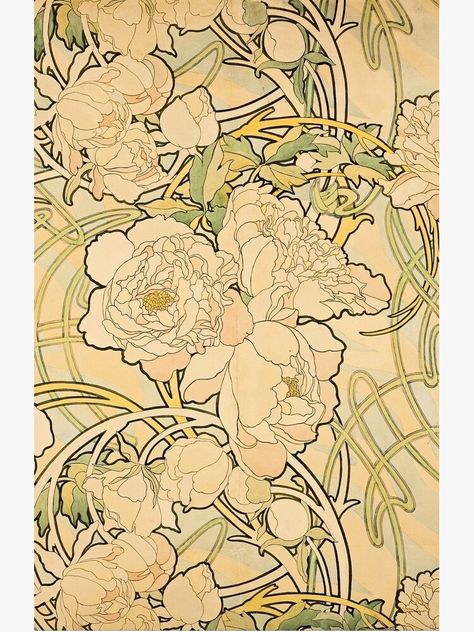 Flowers Illustration Art, Fleurs Art Nouveau, Art Nouveau Mucha, Motifs Art Nouveau, Illustration Art Nouveau, Alphonse Mucha Art, Design Art Nouveau, Mucha Art, Art Nouveau Illustration