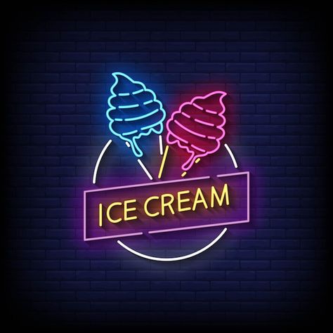 Ice cream neon signs style text vector | Premium Vector Ice Cream Signboard, Ice Cream Logo Design, Ice Cream Neon Sign, Neon Ice Cream, Shop Board Design, Cozy Lights, Basement Movie Room, Ice Cream Cartoon, Art Deco Logo