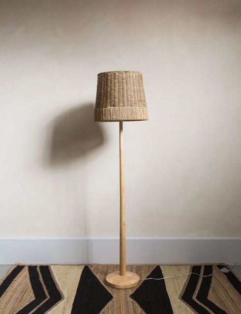 Natural Rattan Floor Lamp | Rose & Grey Stand Design Ideas, Simple Floor Lamp, Floor Lantern, Rattan Floor Lamp, Boho Lamp, Boho Lighting, Bamboo Lantern, Beaded Lamps, Standing Lamps