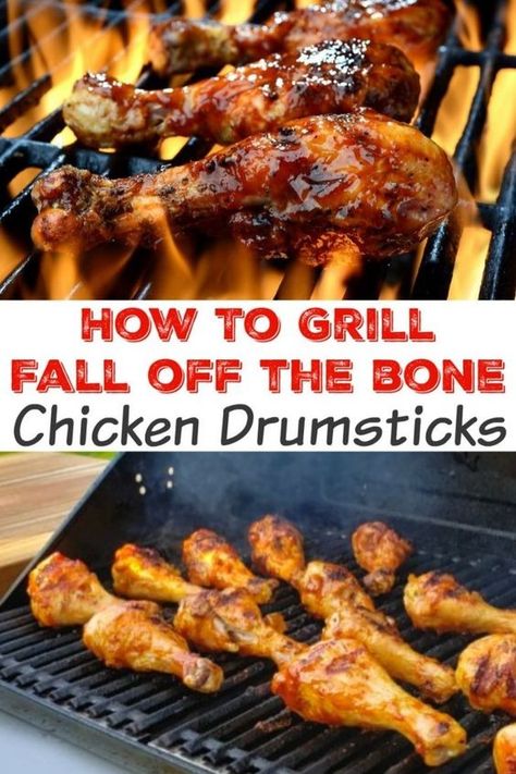 How long to grill chicken legs? Chicken Drumsticks On The Grill, Drumsticks On The Grill, Grill Chicken Drumsticks, Fall Off The Bone Chicken, Grilled Drumsticks, Gas Grill Recipes, How To Grill Chicken, Grilled Chicken Drumsticks, Grilled Chicken Legs