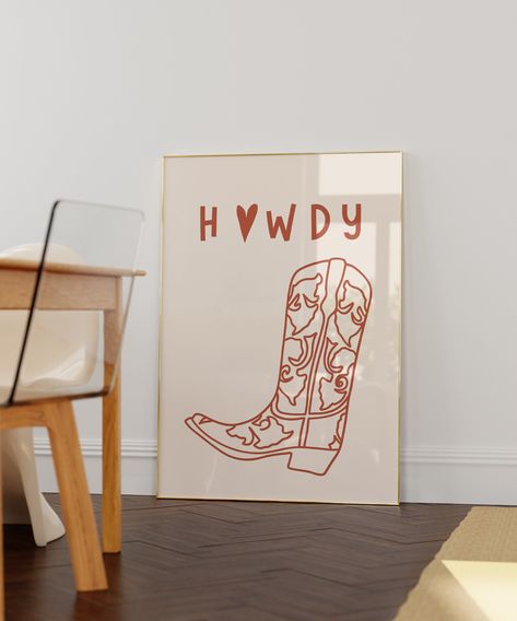 Cowgirl Boots Art Print-Howdy Typography Art-Western Decor-Southwestern Wall Art-Modern Design Poster-Southern Home Art-Ranch Wall Decor Western Print Art, Nashville Home Decor, Coastal Cowgirl Wall Art, Cowgirl Boots Art, Cow Print Wall, Cowgirl Prints, Boots Art, Cowgirl Poster, Southwestern Wall Art