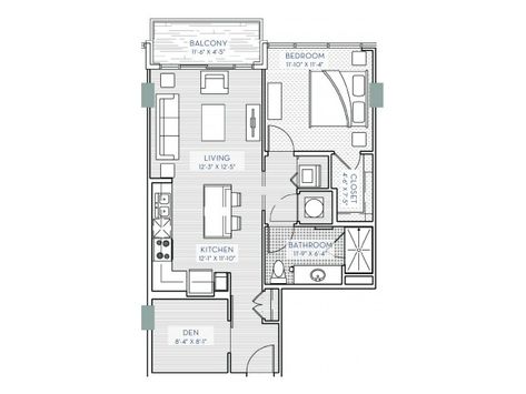 One Bedroom Den - Penthouse | 1 Bed Apartment | One Light Luxury Apartments Apartment Layout 1 Bed, 1 Bedroom Apartment Layout, Luxury Apartment Floor Plan, Penthouse Layout, 1 Bed Apartment, Open Plan Apartment, Closet And Bathroom, Balcony Bedroom, Bed Apartment