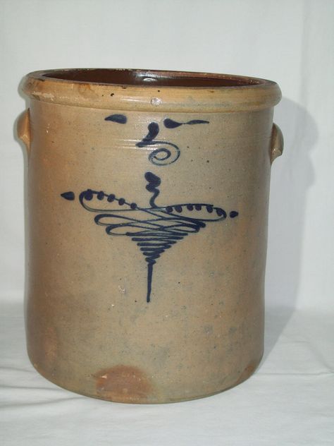 For Your Consideration. Primitive 5 Gallon Bee Sting Stoneware Crock Cobalt Blue Salt Glaze.  This Old Crock Measures About; 12-3/4" Tall X 11" Wide Diameter Would Make a Great Addition To Anyone's Primitive Collection. (Please Refer To Pictures, They are Best Part of Description) Thanks' For Looking & Please Check Out My Other Items. NOTE: (Please Read Below) If you want to purchase this item, please do so from my store on the Etsy web page not marketing like Google, Facebook, Instagram, Pinterest, Bing or any other sites, The additional 14% fee on top of all the other fees makes it non profitable. Purchases made through Etsy Marketing will have to be canceled and refunded. Sorry for any inconvenience. I do love selling here but it can't be done for free. Decorating With Crocks, Old Crock, Pottery Display, Antique Crocks, Old Crocks, Glaze Pottery, Stoneware Crocks, Bee Sting, Etsy Marketing