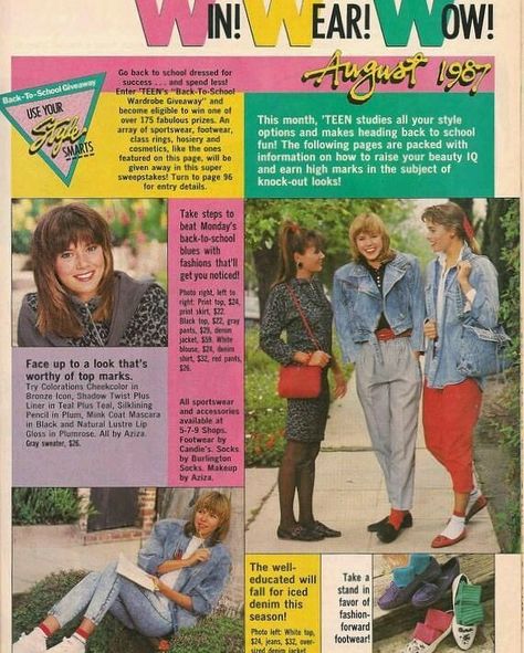 45 Likes, 4 Comments - bornthewronggeneration (@retrokitsch) on Instagram: “From Teen magazine, August 1987 (I've been asked to post more 80s teen stuff, don't worry I haven't…” 80s Magazine Fashion, 80s Magazine Ads, 80s Yearbook, 80s Magazine, 1987 Fashion, 80s Fashion Magazine, Teen Study, 80s Clothes, Teen Magazines