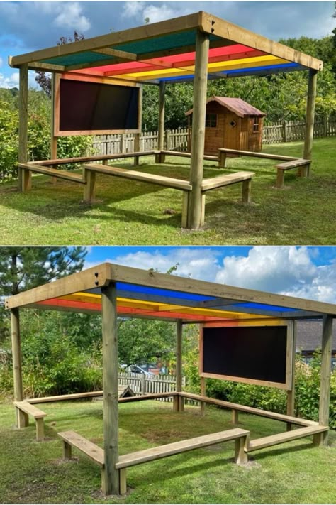 Outdoor School Playground Ideas, Outdoor Library Playground, School Outdoor Classroom Seating, Primary School Garden Ideas, Outdoor Daycare Space, Natural Playgrounds Preschool, Playschool Outdoor Area, School Playground Ideas Outdoor Spaces, Playground School Ideas