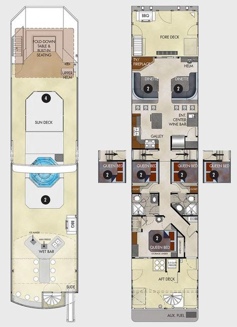 Metal Homes Floor Plans, Pontoon Houseboat, Luxury Houseboats, Houseboat Rentals, Houseboat Living, Off Grid House, Deck Table, Small Yachts, Boat Building Plans