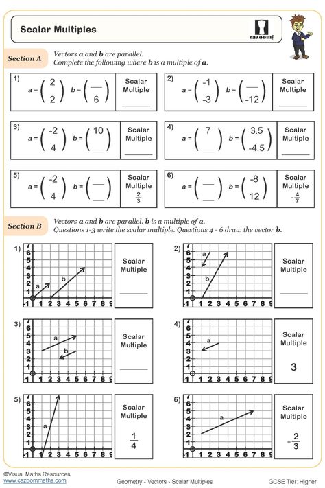 Year 9 Vector Worksheet: Scalar Multiples Multiples Worksheet, Year 9 Maths Worksheets, Algebra Equations Worksheets, 9th Grade Math, Equations Worksheets, Algebra Equations, Maths Worksheets, Independent Study, Year 9