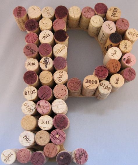 Recycled Cork Monogram Letter Champagne Cork Crafts, Wine Cork Monogram, Wine Cork Letters, Wine Cork Wedding, Cork Letters, Wine Cork Board, Wine Diy, Bottle Projects, Cork Ideas