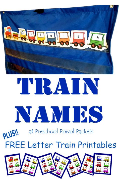 adorable trains with letters on them - free alphabet preschool printable! Also great for letter and word activities in kindergarten and elementary school! Transportation Songs, Trains Preschool, Preschool Transportation, Transportation Theme Preschool, Train Template, Name Train, Transportation Unit, Alphabet Train, Preschool Names