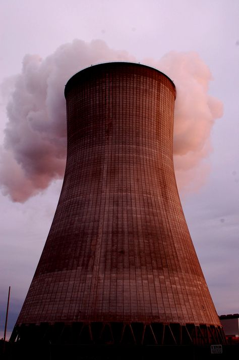 Nuclear Plant Sunset 3 - Fulton, MO Photographer: Rebecca Campbell Nuclear Power Plant Art, Rebecca Campbell, Nuclear Plant, Nuclear Power Plant, Nuclear Power, Art Films, Water Tower, White Clouds, Plant Art