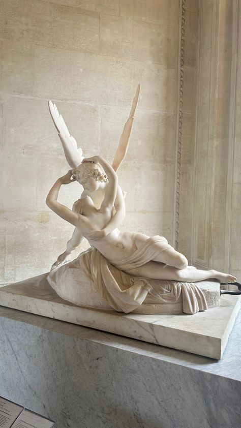 #louvre #paris #france #aesthetic #love #cupid #statue #beauty #europe #europeanlove #europeansummer #couple #french Cupid Statue, Paris France Aesthetic, Unknown Picture, Eros And Psyche, Sculpture Marble, Antonio Canova, France Aesthetic, Marble Statues, Trendy Wallpaper