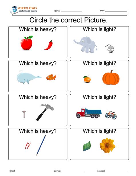 Basic congnitive worksheet for measurements (light & heavy comparison) Heavy And Light Worksheets Kindergarten, Heavy Light Worksheet, Gk Worksheets For Kindergarten, Heavy And Light Worksheet, Comparison Worksheet, Measurement Kindergarten, Kindergarten Drawing, Crow Images, Maths Worksheet