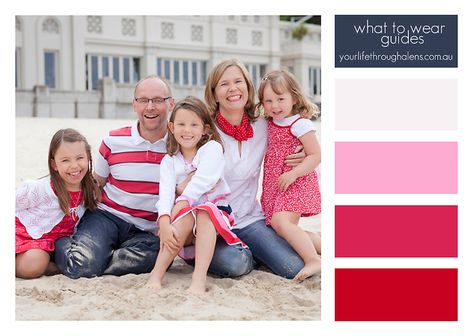 reds and pinks, family of five www.yourlifethroughalens.com.au Fun Family Photoshoot, Family Photos What To Wear, My Family Picture, Family Photo Colors, Fun Lifestyle, Family Photoshoots, Lens Photography, Beach Pic, Beach Session