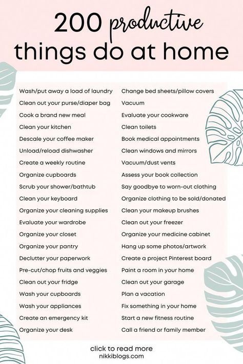 #NaturalCuresAndRemedies Useful Things To Do When Bored, Things To Clean When Bored, Ways To Get Organized At Home, What To Do When U Are Bored At Home, Lists Of Lists To Make, What Should I Do Today Ideas, Things To Keep You Busy, What To Do To Make Money, Things To Do To Relax At Home