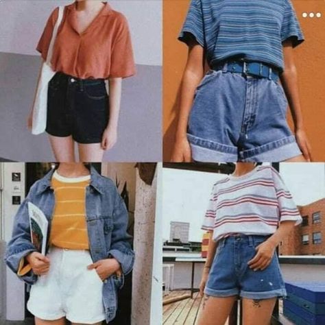 Vintage Outfits Classy Retro, 80s Inspired Outfits, Jean Short Outfits, Mom Jeans Outfit, Outfits Retro, Streetwear Fits, Outfit 90s, Mom Jeans Shorts, 90s Fashion Outfits