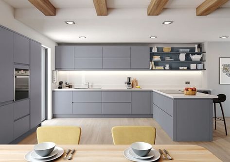 Range Kitchen, Kitchen Ranges, Modern Grey Kitchen, White Gloss Kitchen, Small Cottage Kitchen, Handleless Kitchen, Open Plan Kitchen Dining, Open Plan Kitchen Living Room, Modular Kitchen Design