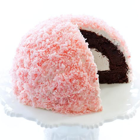 We found that gelatin worked best in our Chocolate Snowball Cake to re-create the texture of the marshmallow filling in the original packaged dessert. Snowball Cake Recipe, Snowball Cake, Chocolate Snowballs, Cooks Country Recipes, America's Test Kitchen Recipes, Chocolate Layer Cake, Spring Forward, Coconut Cake, Snack Cake