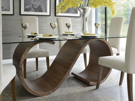 Glass Dinning Table, Mesa Oval, Dining Table Design Modern, Amazing Houses, Building Tips, Curved Wood, Large Dining Table, Container Homes, Caribbean Recipes