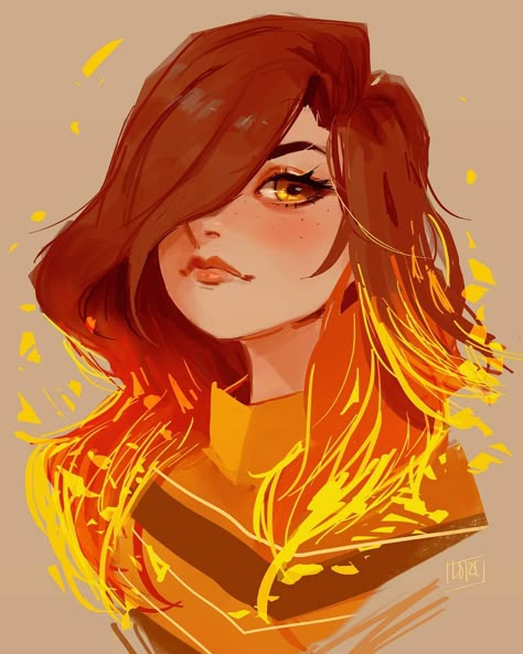 did @charcooll 's adorable drawthis inyourstyle character! check her out she's an amazing artist. I'm lovin' her hair 😍💙✨ and i really… Fire Hair, Cover Wattpad, Yellow Eyes, Arte Fantasy, 판타지 아트, Digital Art Girl, A Drawing, Character Portraits, Cartoon Art Styles