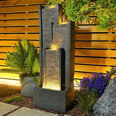 Front Porch Fountain Ideas, Waterfall Outdoor, Yoga Rooms, Garden Fountains Outdoor, Indoor Waterfall Fountain, Resin Fountain, Fountain Indoor, Fountain Outdoor, Cascading Waterfall