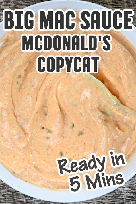 spoonful of big mac sauce lifted from a small bowl. Mcdonald’s Special Sauce, Mcdonalds Special Sauce Recipe, Special Sauce For Burgers Big Mac, Diy Big Mac Sauce, Mac Sauce Mcdonalds, How To Make Big Mac Sauce, Bigmac Sauce Easy, Mcdonalds Bbq Sauce Recipe, Home Made Burgers Recipe