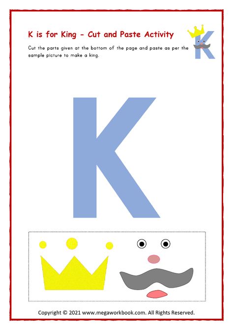 K Is For King Craft, K For King Craft, Letter K Arts And Crafts For Preschool, K Is For King Preschool Craft, Letter K Christmas Craft, Letter K Activities For Kindergarten, Letter K Crafts For Preschoolers Printables, K Activities For Preschoolers, K Is For