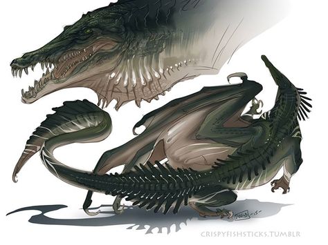 A dracolisk, ground locked ancestors of the Great Dragons and Wyrms, they are fearsome, and should they lack breath attacks, they will still brandish elemental bites, based on their location, this is an example of an acid one Cool Creatures, Cool Dragons, Fantasy Creature, Fantasy Beasts, Alien Concept Art, Creature Drawings, Dragon Pictures, Monster Concept Art, Fantasy Monster