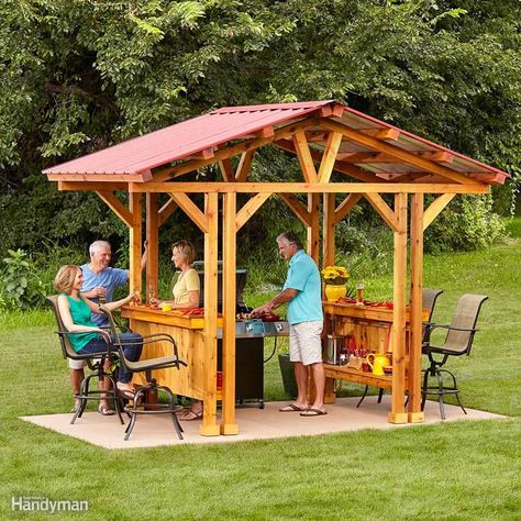 Diy Gazebo, Gazebo Plans, Diy Grill, Planter Project, Grill Gazebo, Bar Outdoor, Building A Porch, Building A Pergola, Pergola Design