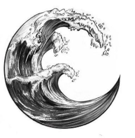 Ocean Wave Tattoo, Circular Tattoo, Ancient Art Tattoo, Wave Tattoo Design, Poseidon Tattoo, Wave Drawing, Yin Yang Tattoos, Wave Tattoo, Circle Tattoos