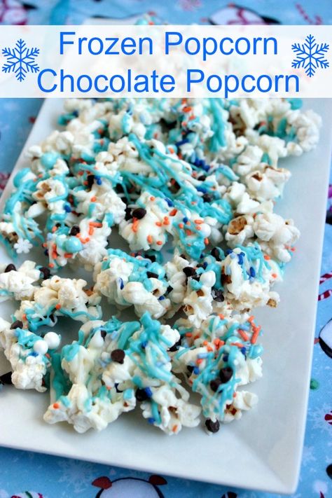 Frozen Popcorn - Chocolate Popcorn @bigbearswife Frozen Popcorn, Dessert Treats, White Chocolate Candy, Popcorn Treats, Popcorn Party, Chocolate Popcorn, Frozen Chocolate, Chocolate Candy Melts, Party Snack