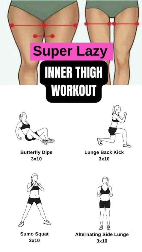 Super lazy Inner Thigh Workout  🔥 • 1. Butterfly Dips 3×10 • 2. Lunge Back Kick 3×10 • 3. Sumo Squat 3×10 • 4. Alternating Side Lunge 3×10Follow me for more weight loss tips 🔥 Teen Workout Plan, Exercise To Reduce Thighs, Thigh Workout, Lose Thigh Fat, Inner Thigh Workout, Workouts For Teens, Workout Routines For Beginners, All Body Workout, Workout For Flat Stomach