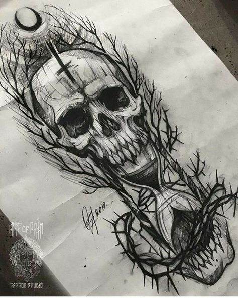 Pin by Emma Rose on CALAVERAS | Creepy tattoos, Scary tattoos, Tattoo art drawings Dark Skull Tattoo Design, Creepy Tattoo Ideas Dark Art, Scary Tattoos Dark Art, Horror Tattoo Ideas Dark Art, Scary Tattoo Ideas, Satanic Tattoo, Tattoo Crane, Evil Skull Tattoo, Hourglass Tattoo