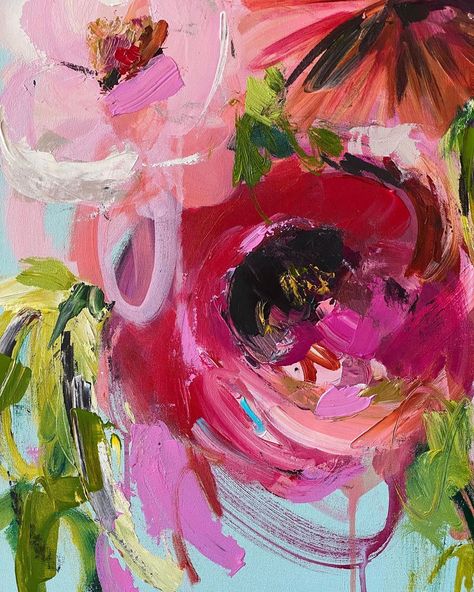 Erin Gregory Art, Modern Artwork Abstract, Pink Abstract Art, Flower Painting Canvas, Abstract Flower Art, Abstract Floral Art, Abstract Flower Painting, Floral Artwork, Mini Canvas Art