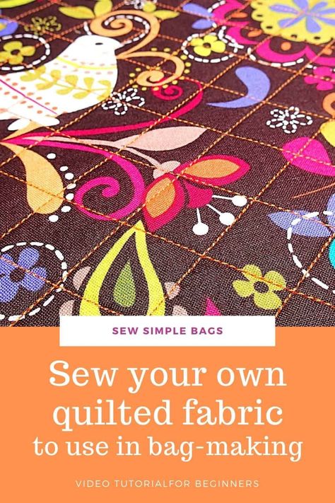 How to sew your own quilted fabric. Quilted bags are so fashionable but it's easy to sew your own quilted bags. You'll need to start by quilting your fabric and then use that fabric to sew your bag. In this easy beginners video sewing tutorial you can learn how to make your own quilted fabric using a quilting guide or with drawn on guidelines for your lines of stitching. How To Make Quilted Fabric, Quilted Tote Bags Tutorial, Quilting Bag, Quilters Bag, Machine Quilting Tutorial, Sew Tips, Pre Quilted Fabric, Quilting Guides, Sewing Videos