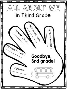 End of the Year Activities - 3rd Grade: This product contains end of the year activities designed for 3rd grade. NO PREP! The students will complete several writing prompts, then staple the pages together to create a memory book. Pages included: * All About Me in 3rd Grade * Goodbye, Third Grade! * My Favorite Book in 3rd Grade * My Third Grade Teacher * Things I learned in 3rd Grade * What I'll miss About My 3rd Grade Classroom * My Classmates' Autographs * Bonus: tags for Kindergarten Memory Book, Memory Book Kindergarten, Kindergarten Graduation Party, End Of The Year Activities, Activities Kindergarten, 3rd Grade Classroom, Preschool Graduation, Kindergarten Class, Kindergarten Graduation